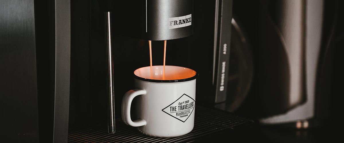 Franke coffee machine filling a cup with delicious coffee